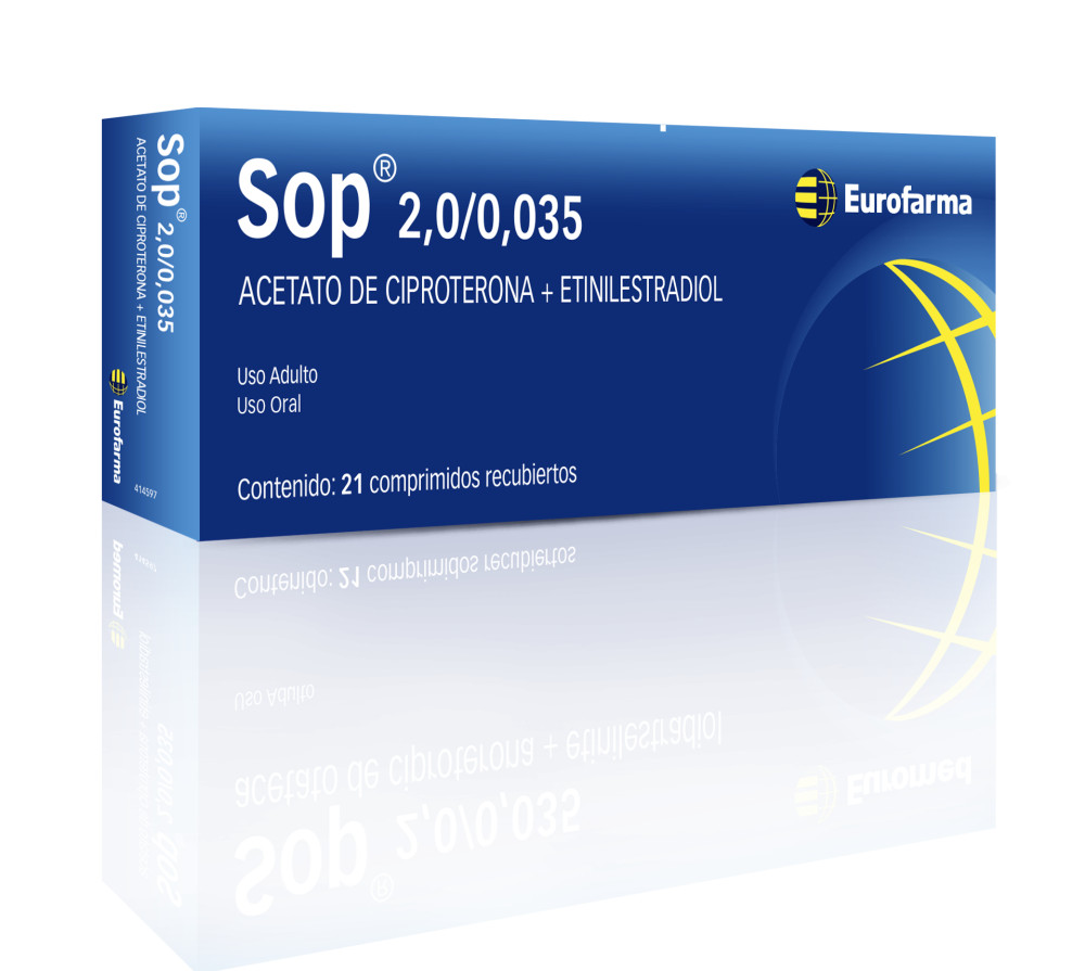 Sop (Acetato de Ciproterona 2 mg. + Etinilestradiol 0,035 mg.) comprimidos